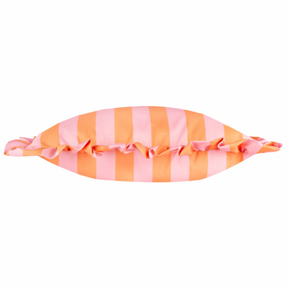 Palm Royale Outdoor Cushion 50x50cm | Pink & Orange Stripe with Frill