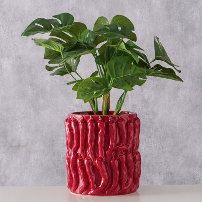 Chilli Pepper Planter | Red Embossed Stoneware