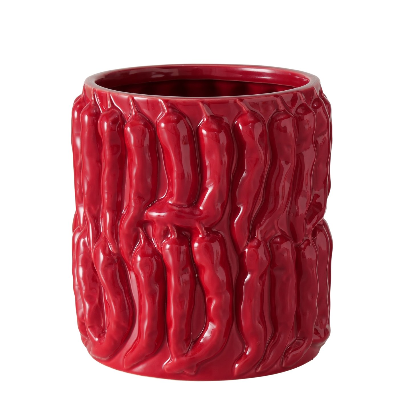 Chilli Pepper Planter | Red Embossed Stoneware