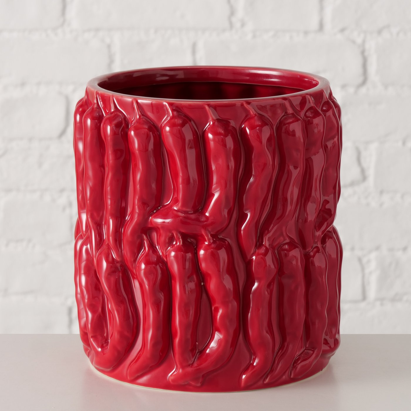 Chilli Pepper Planter | Red Embossed Stoneware