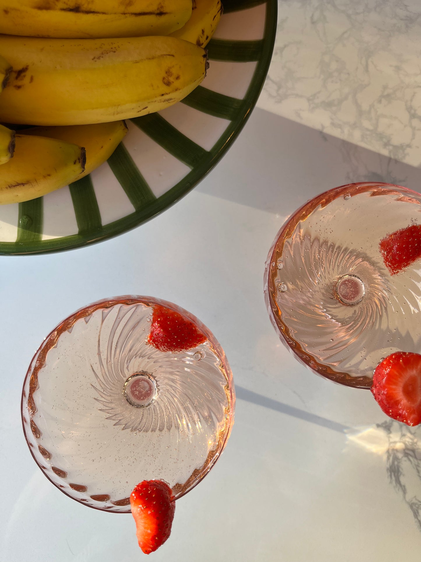 Scalloped Pastel Pink Coupe Glasses – Elegant Vintage-Inspired Glassware