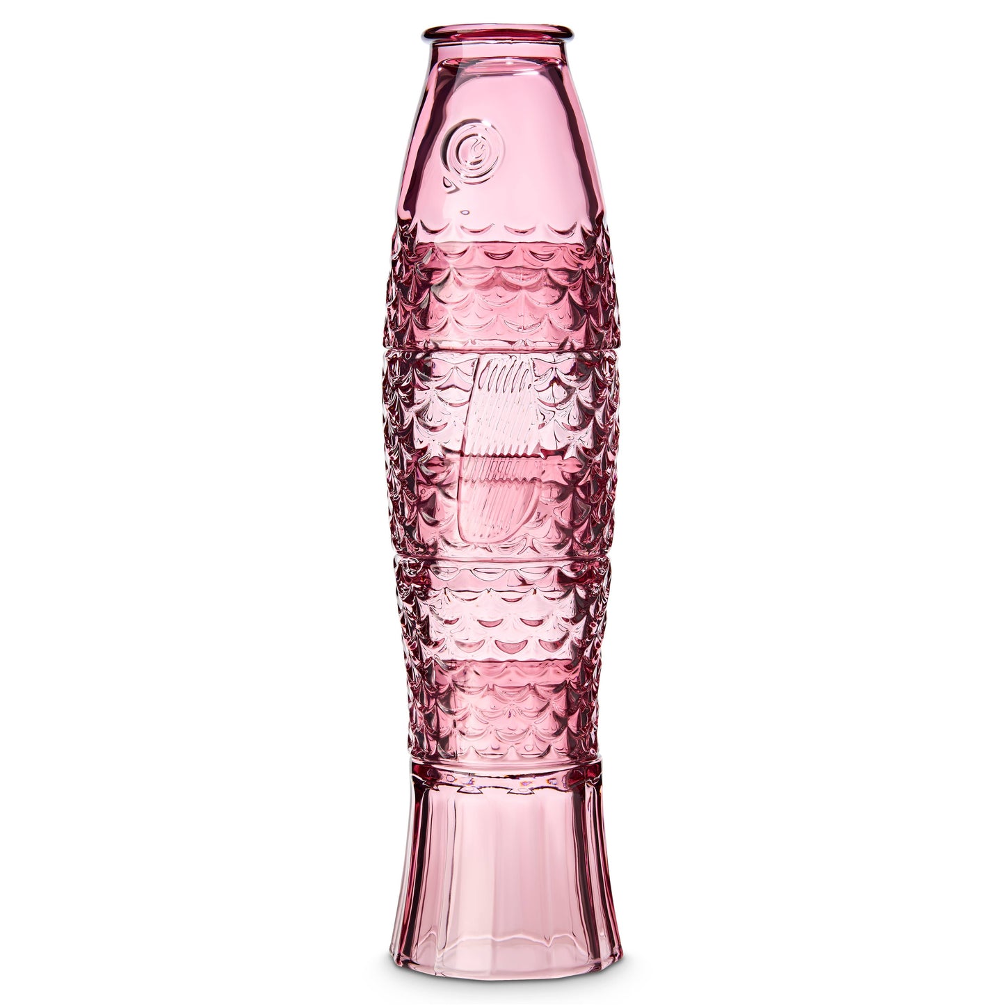 Pink fish stackable glasses on a white background. 