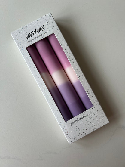 Purple Colour Block Candles Set of 3 | Gift Boxed Candles