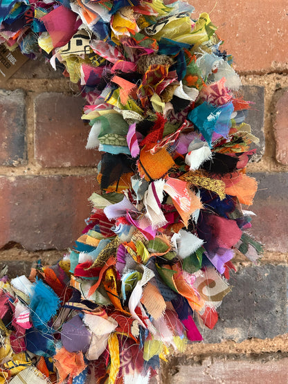 Recycled Sari Wreath Multicolour – Large | Sustainable Handmade Home Décor
