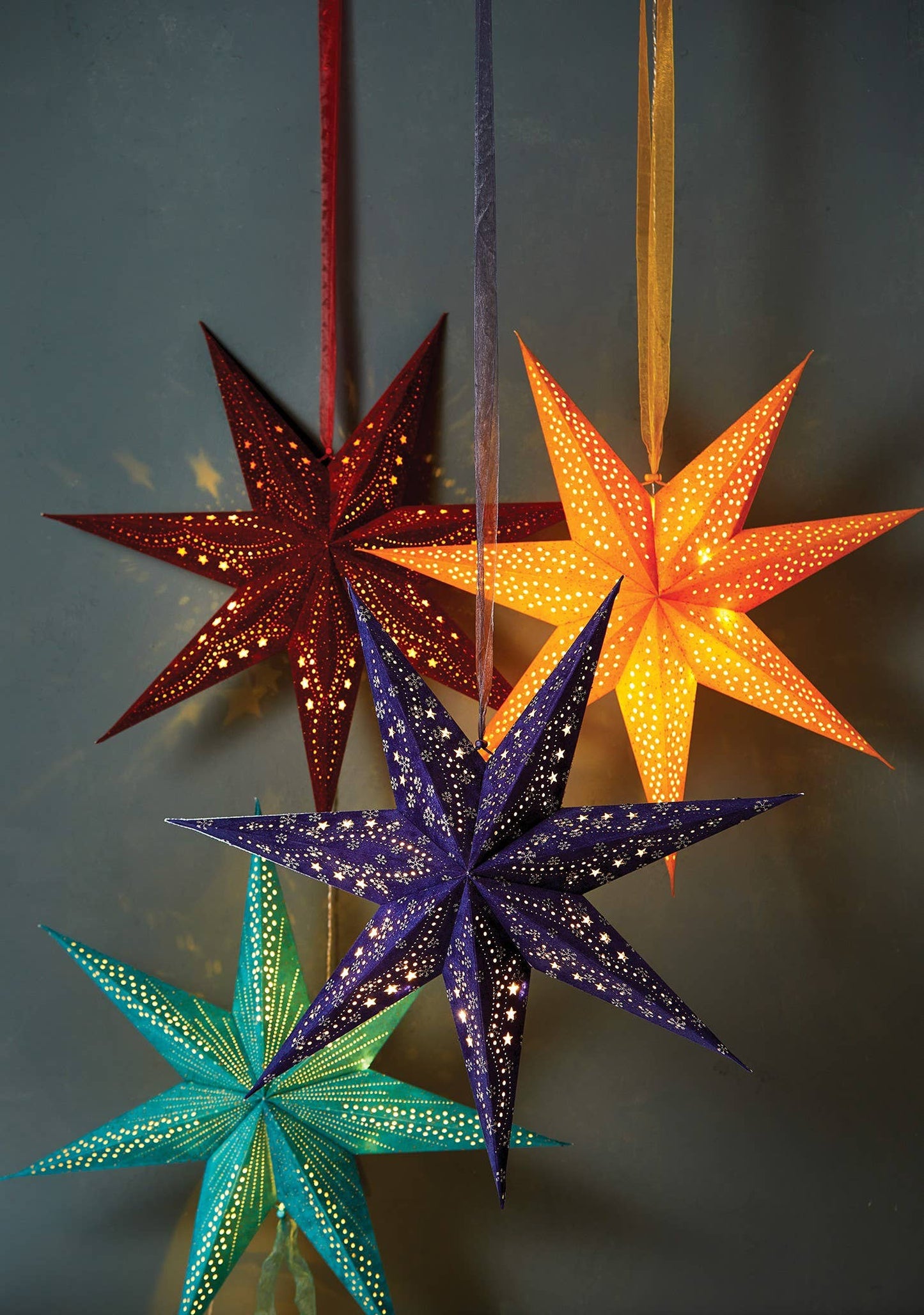 Red Velvet Star With Glitter & LED Lights