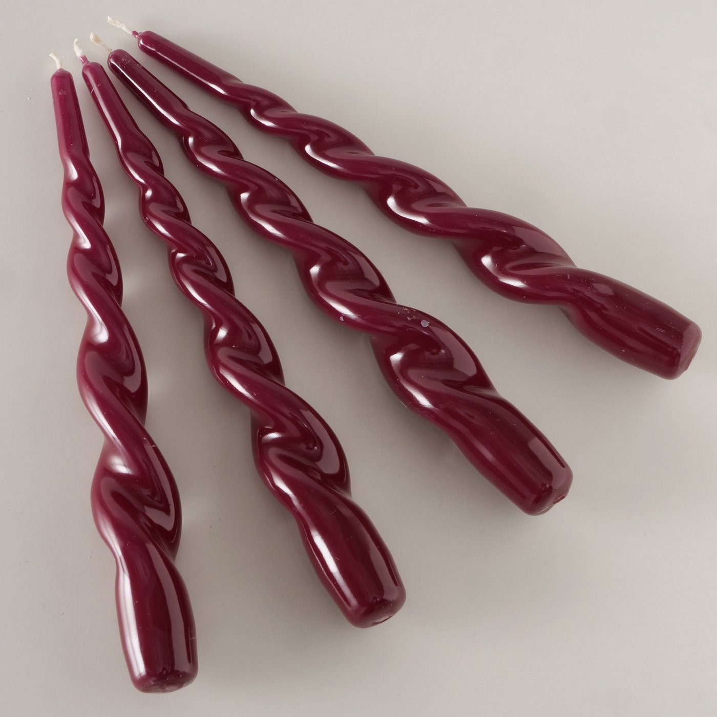 Red Twisted Taper Candles Set of 4 | Tall Dinner Table Candles