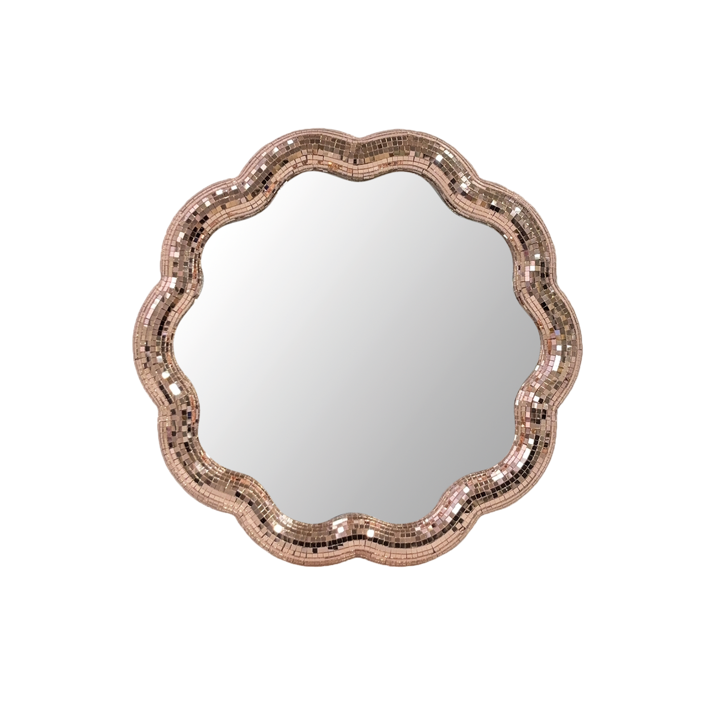 Rose Gold Disco Mirror | Wavy Scallop Edge Wall Mirror
