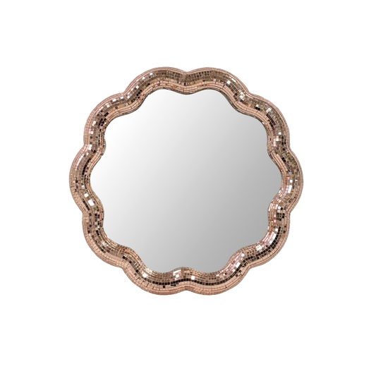 Rose Gold Disco Mirror | Wavy Scallop Edge Wall Mirror