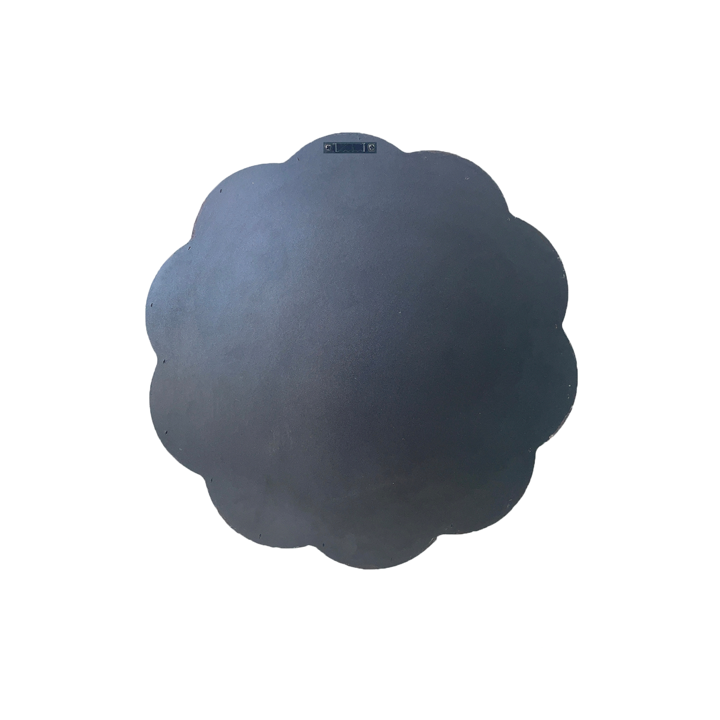 Back of Rose Gold Disco Mirror with scalloped edge on a white background