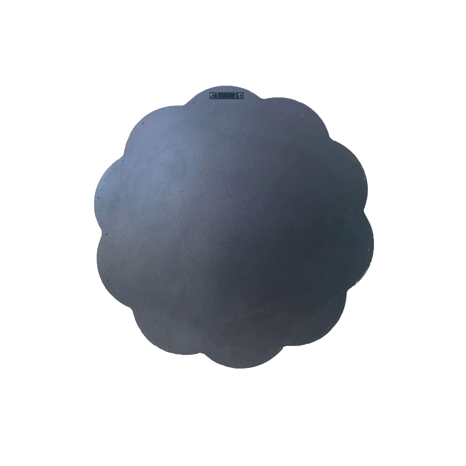 Back of Rose Gold Disco Mirror with scalloped edge on a white background