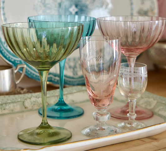 Sensa Bottle Green Coupe Glasses | Set of 2 Cocktail Glasses