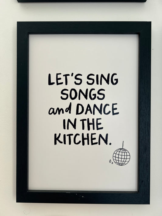 Kitchen Disco Print | Let’s Sing Songs Typography Wall Art