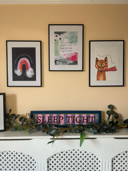 Sleep Tight Framed Print with Blue Frame | Framed wall art