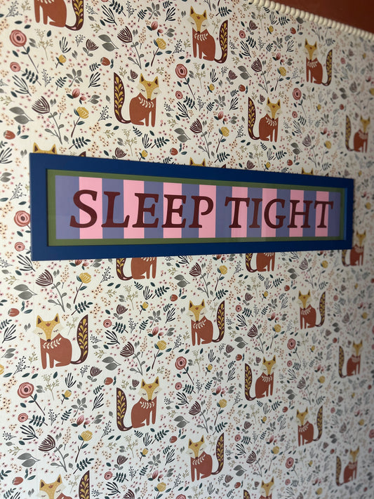 Sleep Tight Framed Print with Blue Frame | Framed wall art