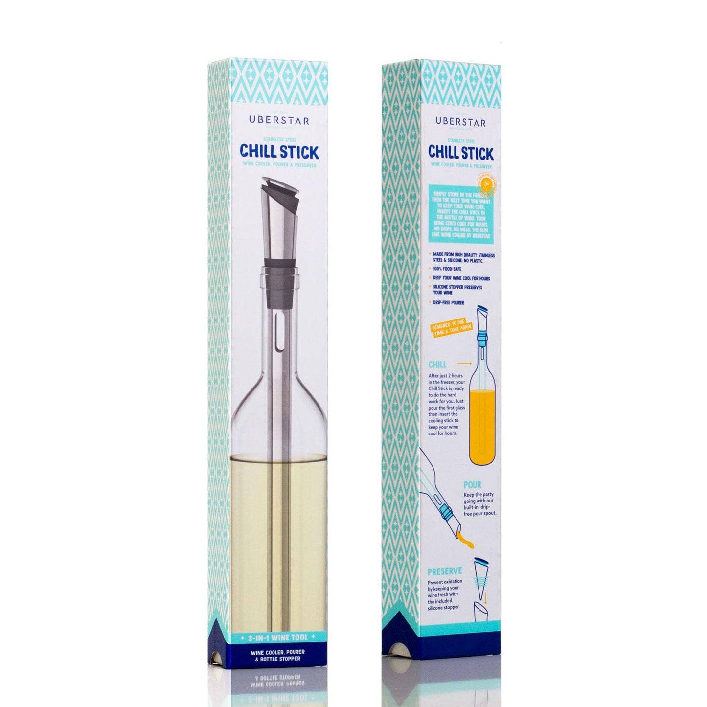 Two packaging boxes for Uberstar Chill Stick on a white background