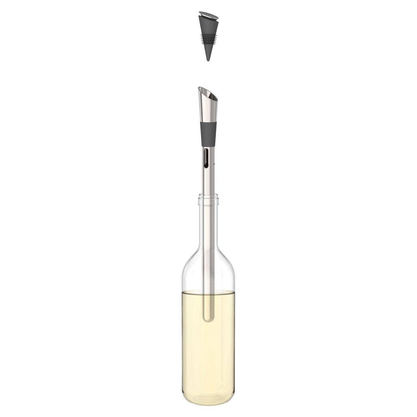 Wine bottle with a wine opener on a white background