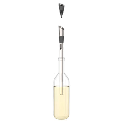Wine bottle with a wine opener on a white background