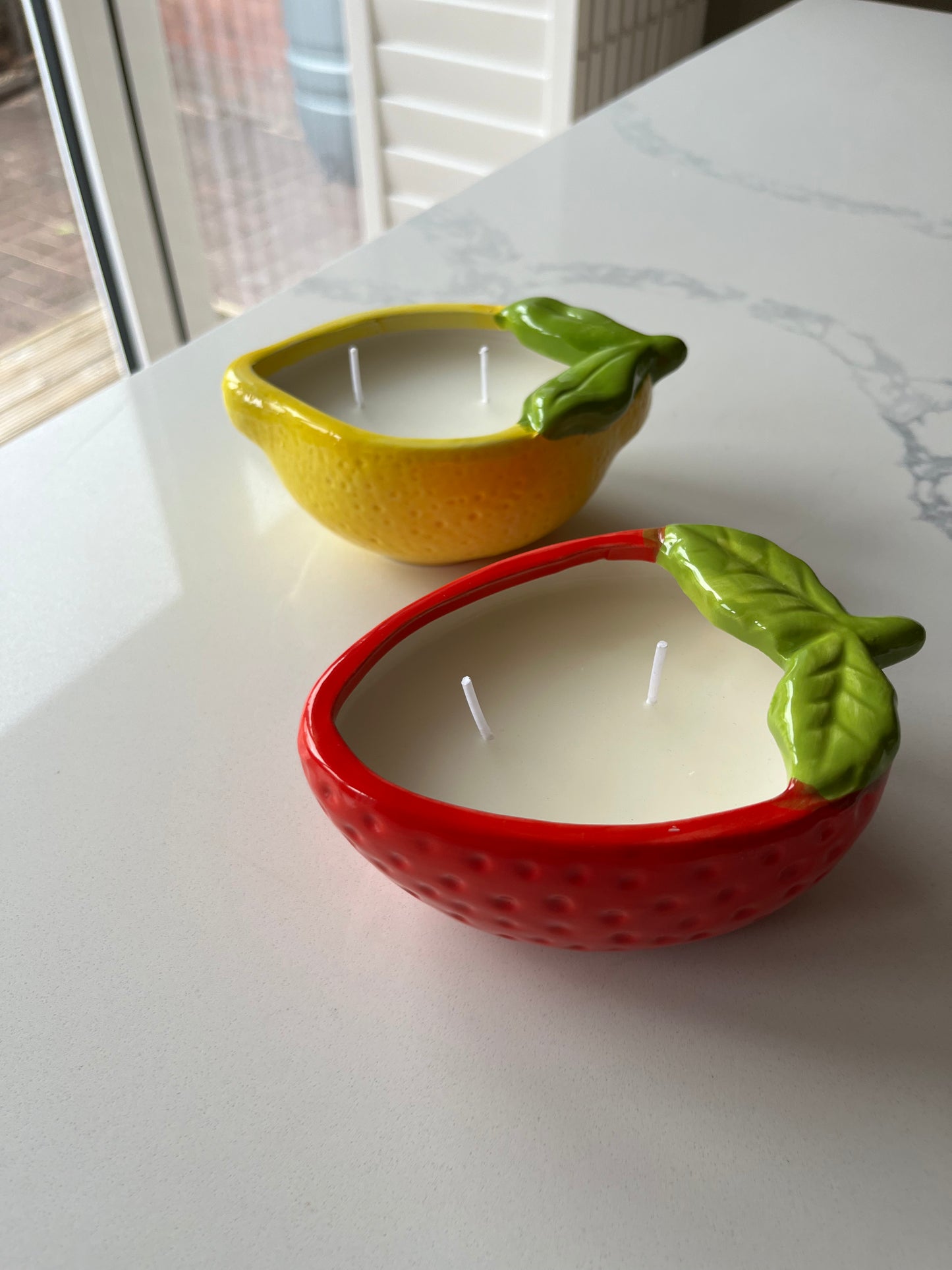 Strawberry Ceramic Double Wick Candle – 100g | Strawberry Scented Fruit Home Decor