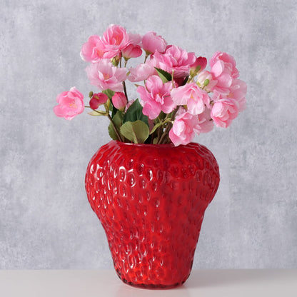 Strawberry Vase | Red Lacquered Glass Decorative Vase