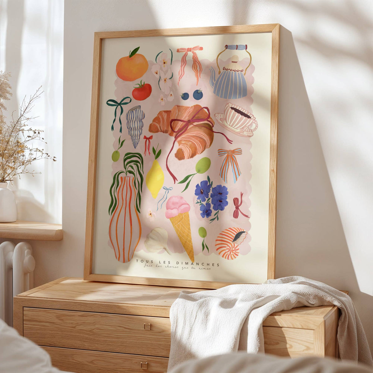 Sunday Kitchen Art Print A4 | “Tous Les Dimanches” Colourful Illustration