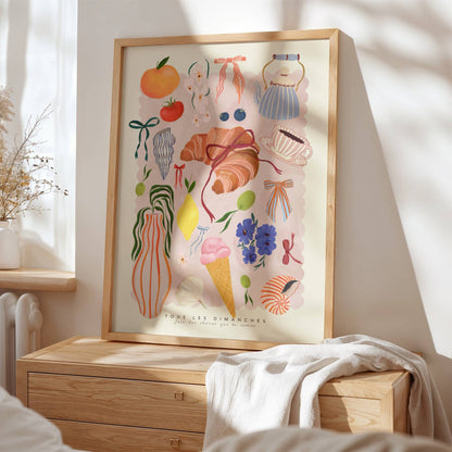 Sunday Kitchen Art Print A4 | “Tous Les Dimanches” Colourful Illustration