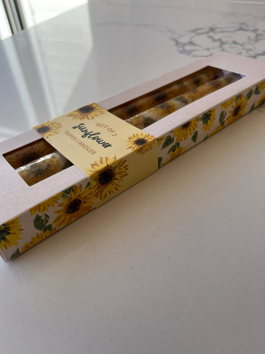 Sunflower Taper Candle Set – Pack of 3 | Summer Table Decor