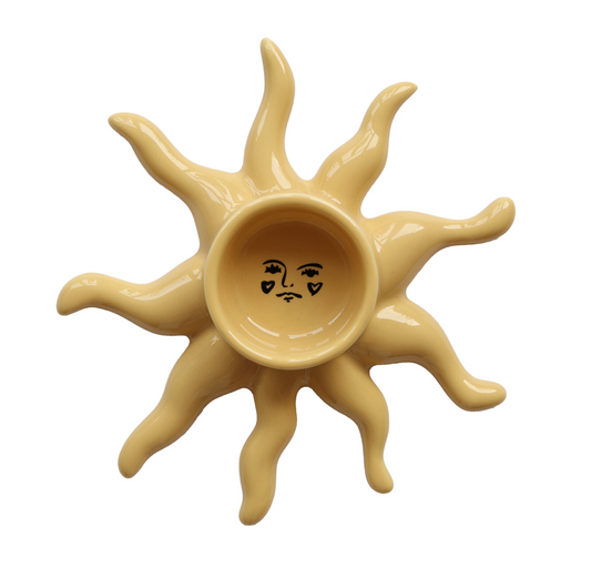 Ceramic Sun Shaped Tealight Holder | Boho Home Decor
