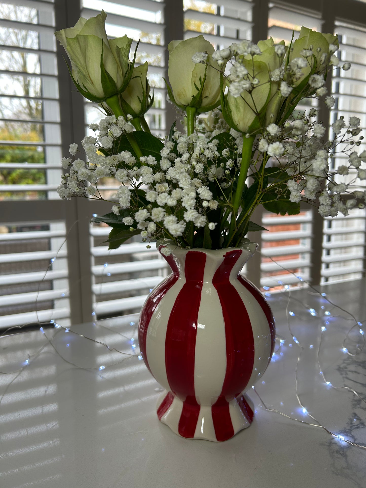 Candy Cane Sweetie Vase | Festive Striped Ceramic Vase