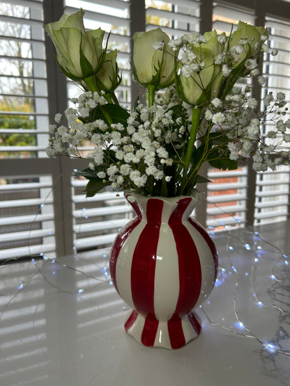 Candy Cane Sweetie Vase | Festive Striped Ceramic Vase