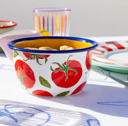 Bon Appetit Tomato enamel bowl | Fruit home decor
