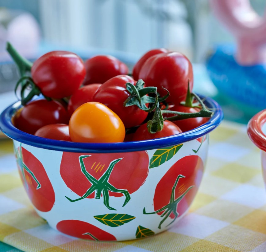 Bon Appetit Tomato enamel bowl | Fruit home decor