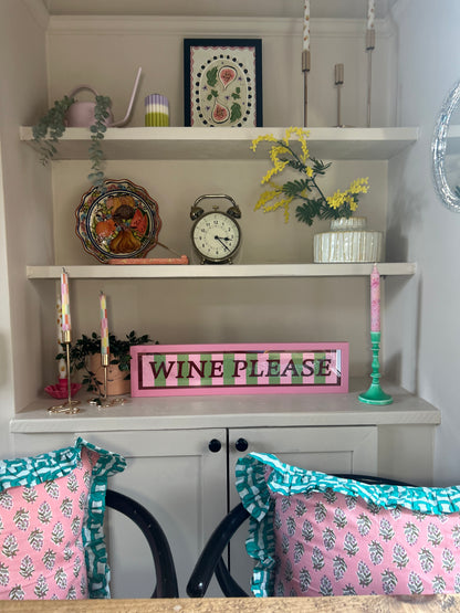 Wine Please Stripe Print – Framed in Pink | Fun wall art
