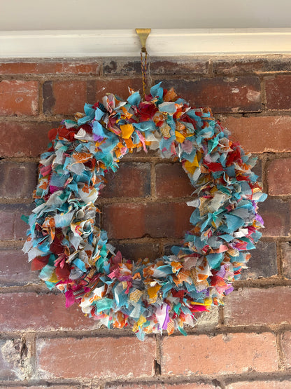 Recycled Sari Wreath Multicolour – Large | Sustainable Handmade Home Décor