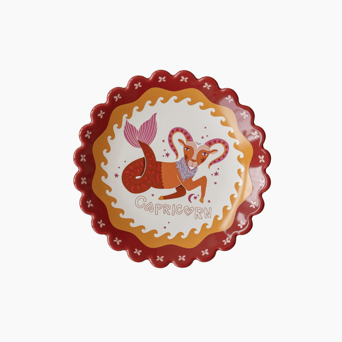 Capricorn Zodiac Plate | Astrology Scalloped Edge 14.5cm Wall Plate
