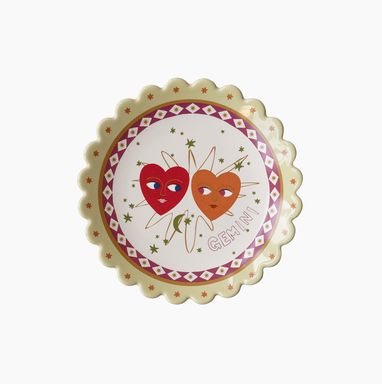 Gemini Zodiac Plate | Astrology Scalloped Edge 14.5cm Wall Plate