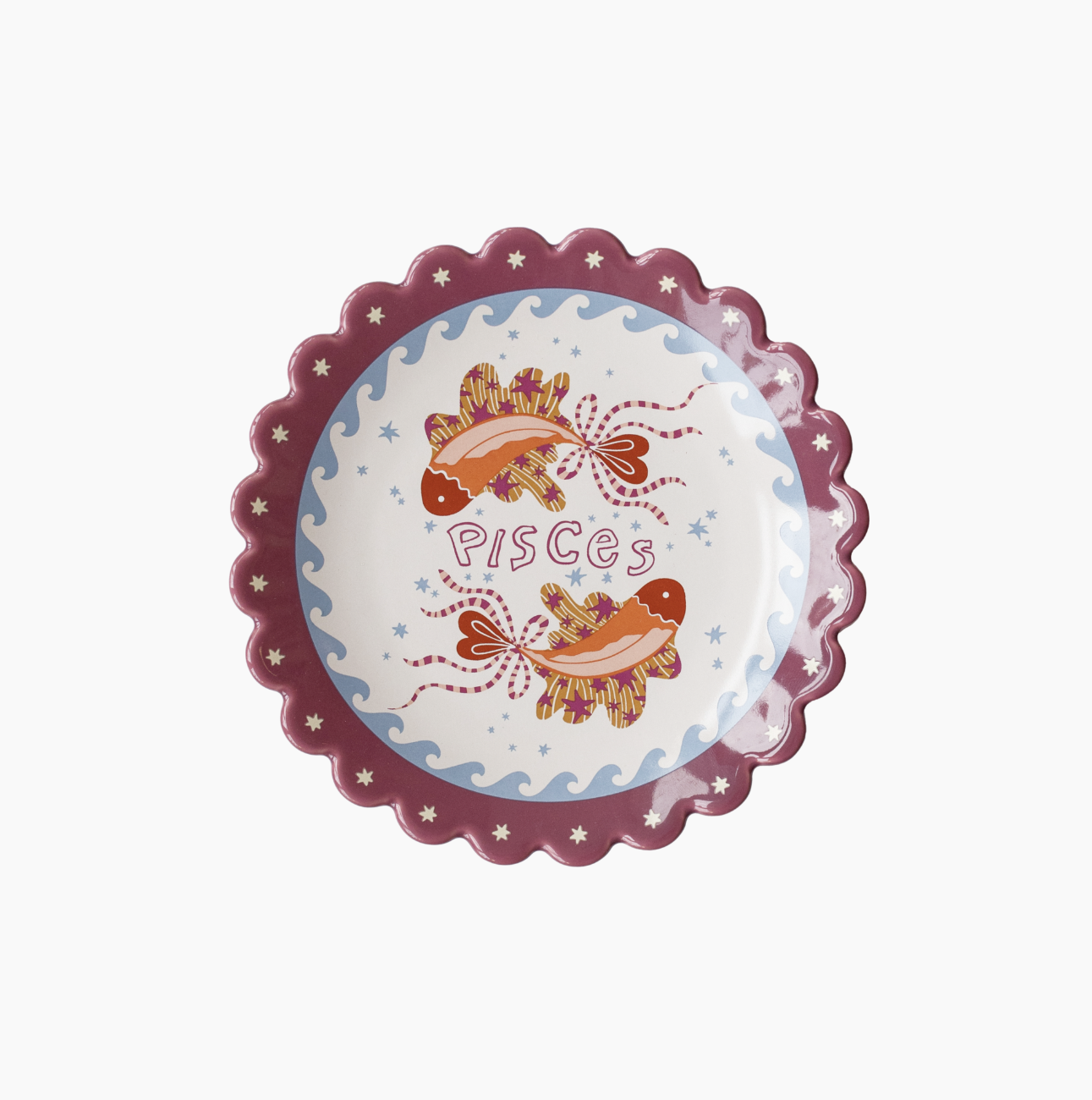 Pisces Zodiac Plate | Astrology Scalloped Edge 14.5cm Wall Plate