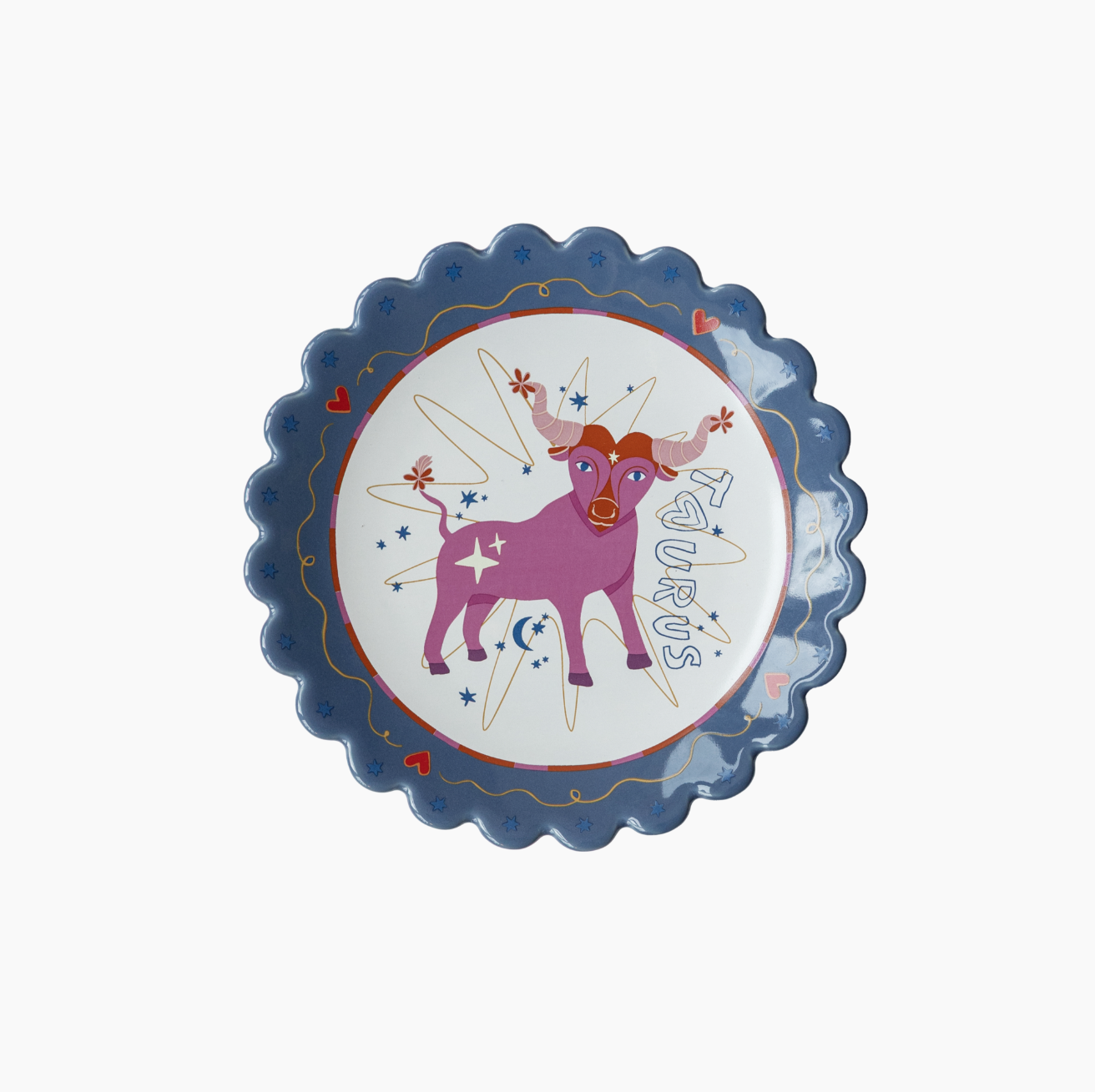 Taurus Zodiac Plate | Astrology Scalloped Edge 14.5cm Wall Plate