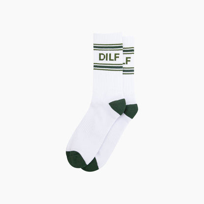 DILF Organic Cotton Sports Socks in White | Funny Socks for Men