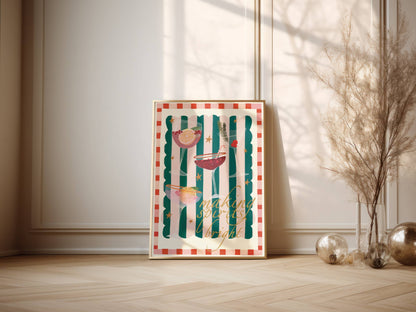 Making Spirits Bright Christmas Wall Art | Festive Cocktail Print