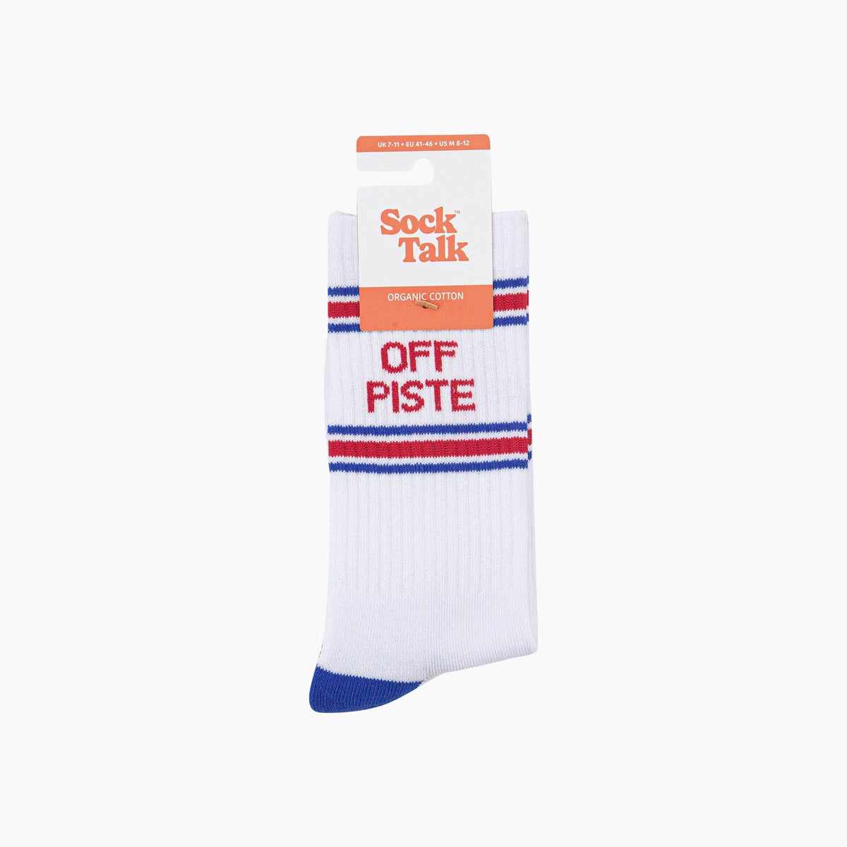 Off Piste Organic Cotton Sports Socks in White & Royal Blue | Funny Socks for Men