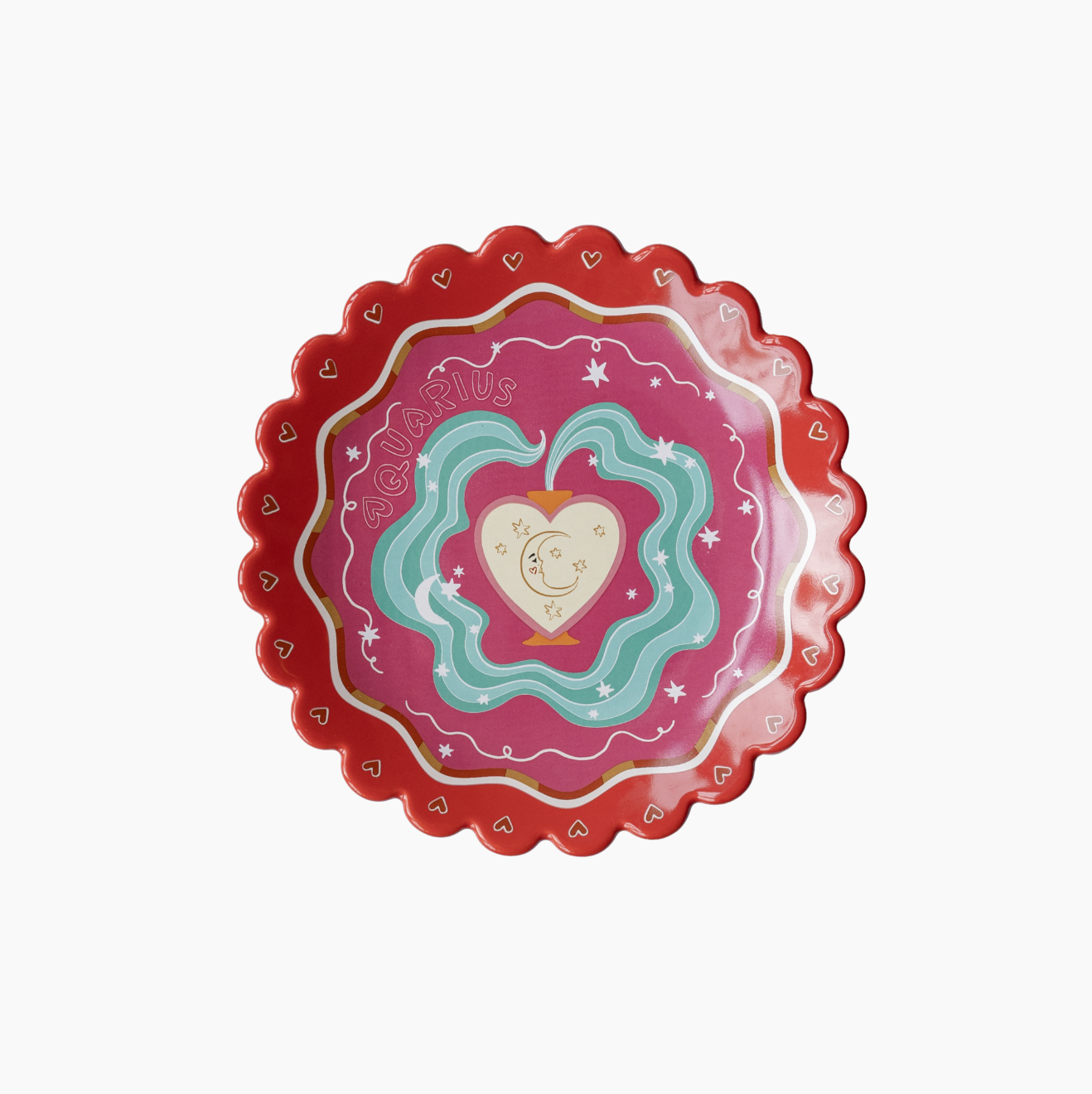 Aquarius Zodiac Plate | Astrology Scalloped Edge 14.5cm Wall Plate