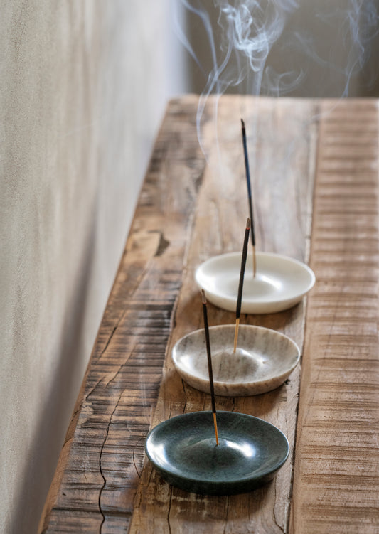 Dark Green Marble Incense Holder | Round Marble Incense Holder