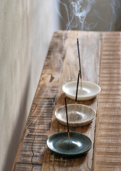 Round White Marble Incense Holder