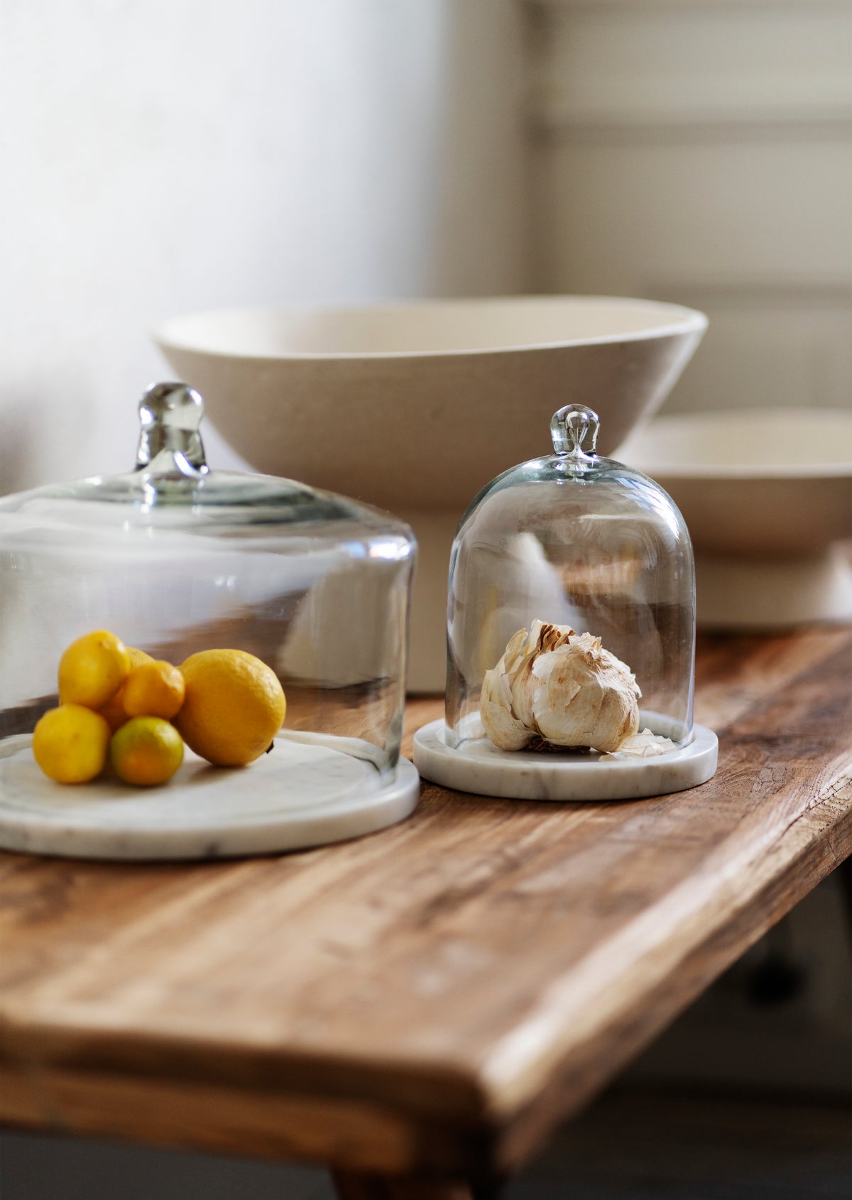 Glass Cloche with Marble Base | Glass Dome Food Cover