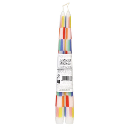 Multi Coloured Chequered Taper Dinner Candles | Chequered Home Decor