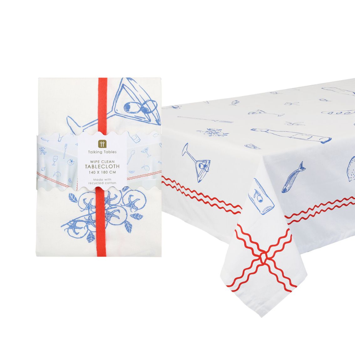 Food Icons Fabric Table Cover | Summer Tableware Tablecloth