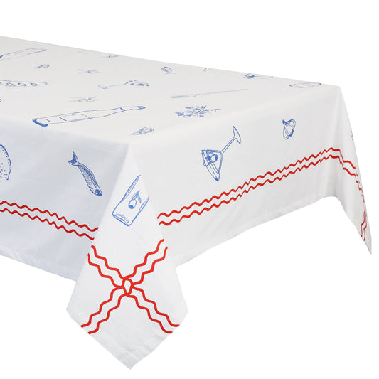 Food Icons Fabric Table Cover | Summer Tableware Tablecloth