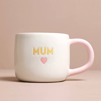 Ceramic Pink Heart Mum Mug | Sweet Debossed Design with Pink Handle
