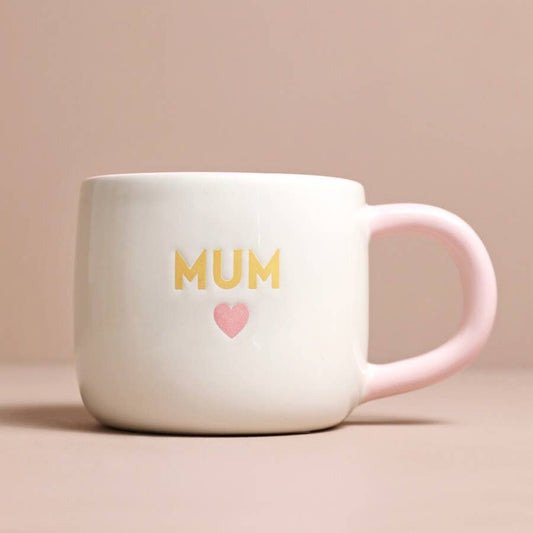 Ceramic Pink Heart Mum Mug | Sweet Debossed Design with Pink Handle