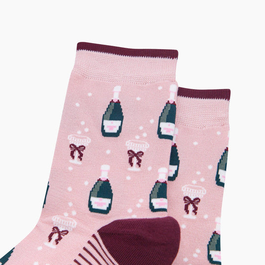 Champagne & Bow Bamboo Socks | Women's Bamboo Crew Socks